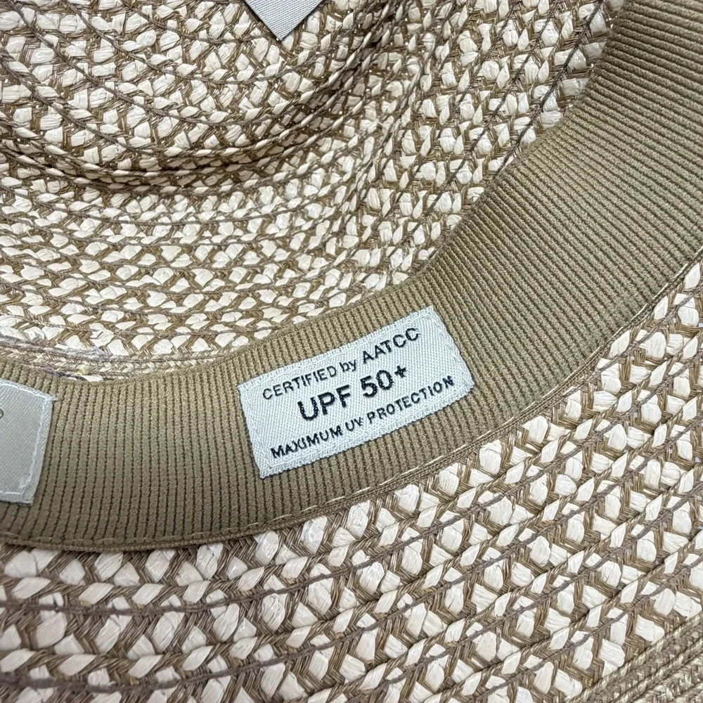 Authentic Eric Javits Woven Fedora Hat Beige UPF 50+ Packable Squishee - Picture 7 of 11